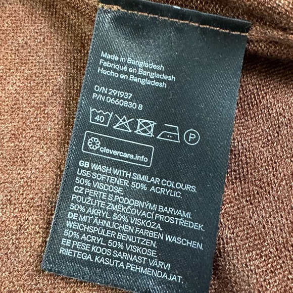 H&M Viscose Blend Women's Brown Crew Neck Oversized Sweater Size S - Picture 9 of 11